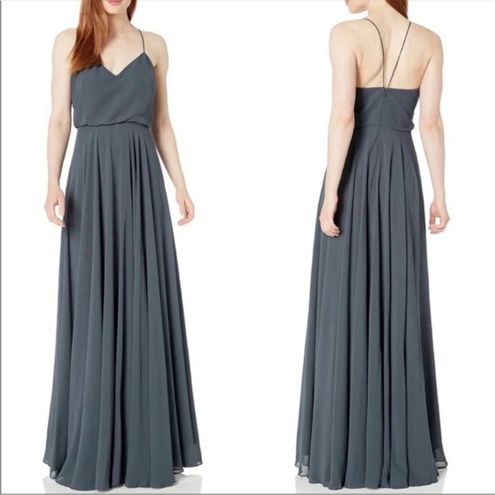 Jenny Yoo BHLDN Inesse Maxi Dress Storm Gray Size 6 Bridesmaid Wedding